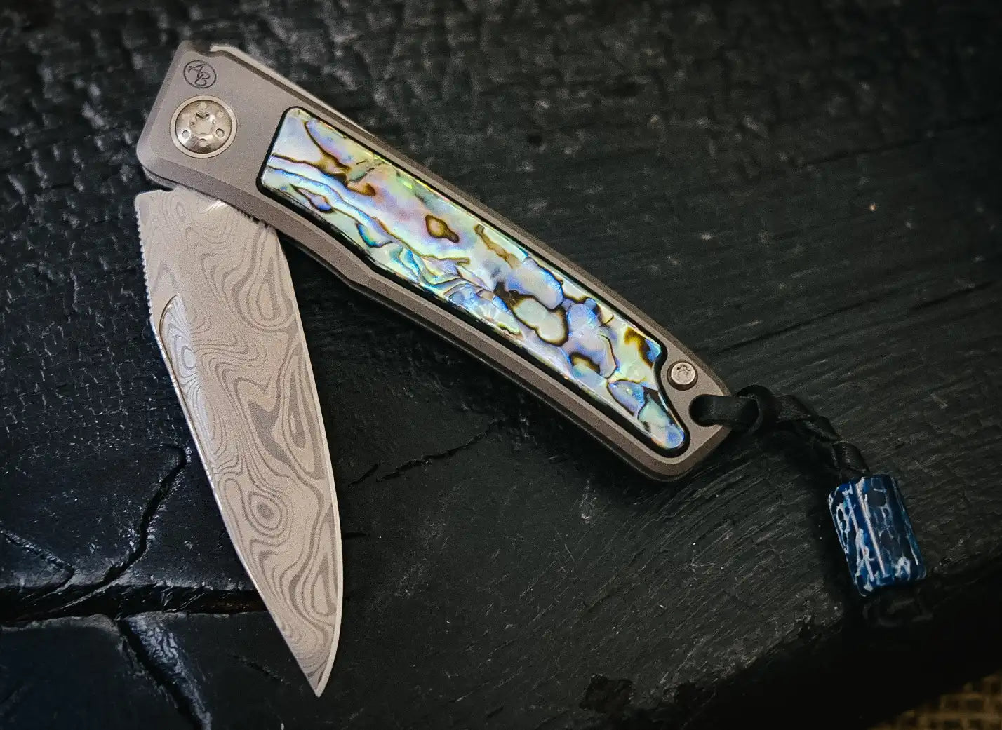 Arno Bernard Knives Rinkhals Damasteel Paua Abalone (Fuller, Mirror Polished)