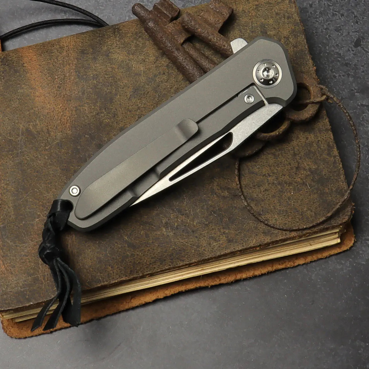 Arno Bernard Knives iMamba EDC Folder Titanium stonewashed skeletonized flipper