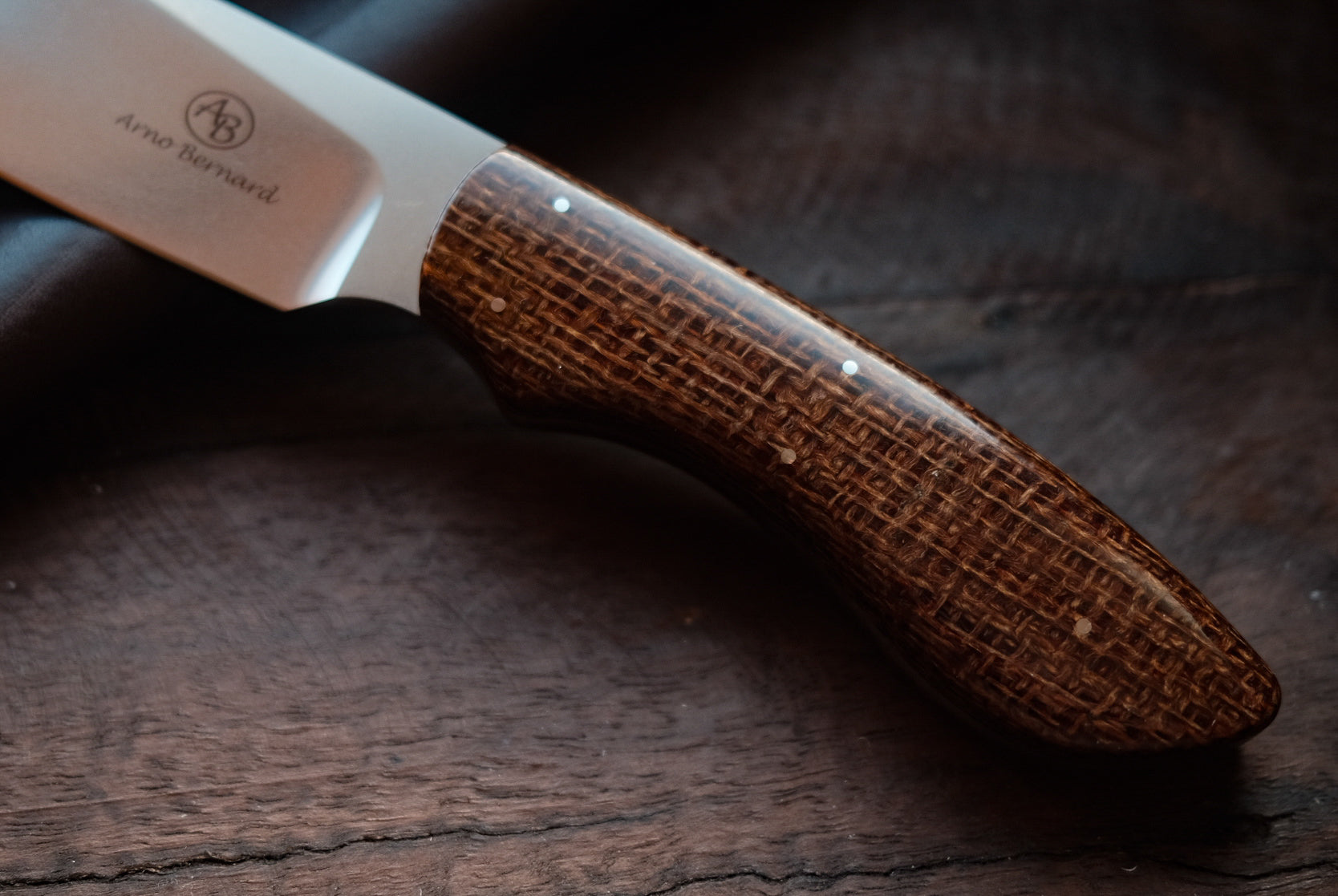 Arno Bernard Knives Lion Burlap Canvas