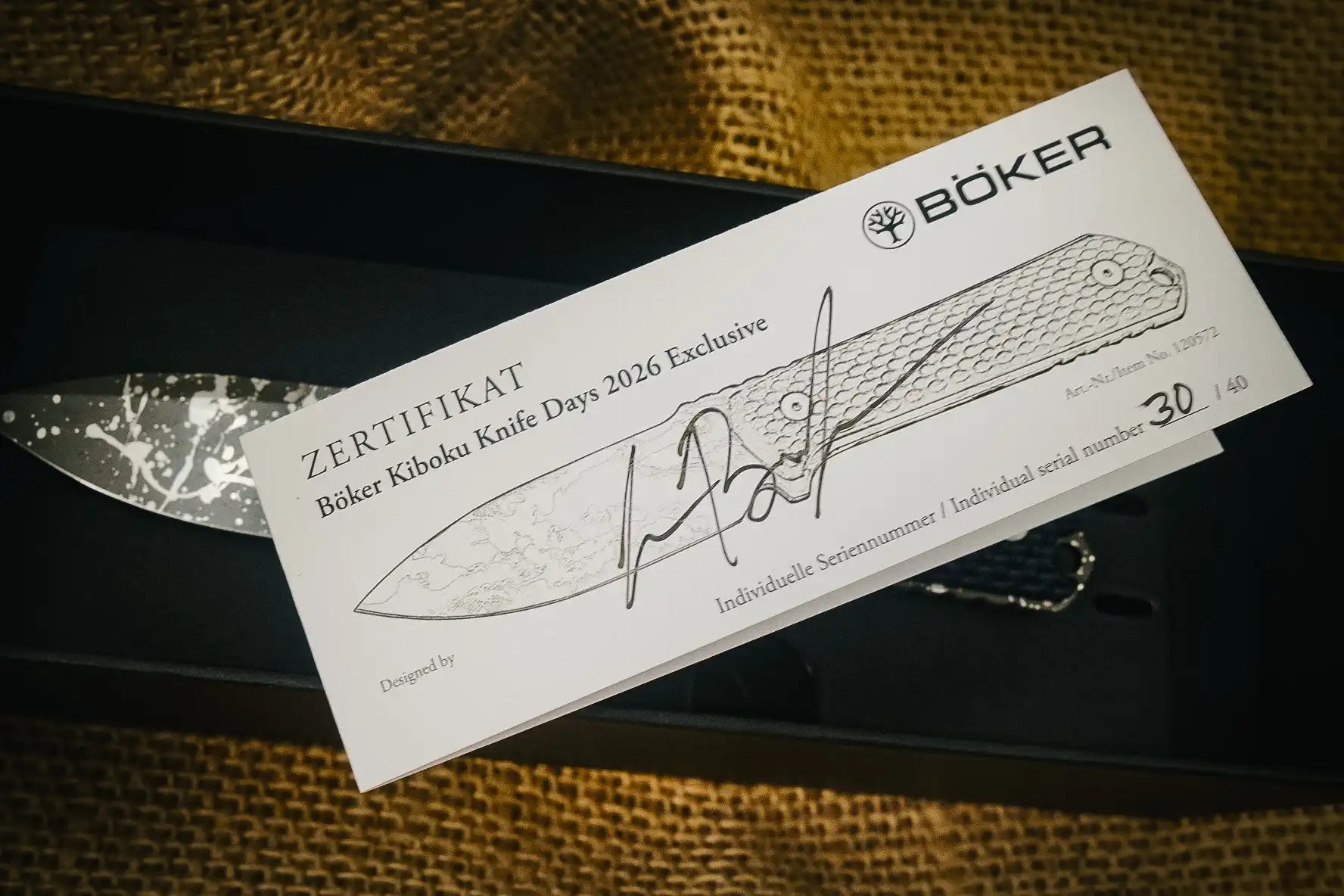 Böker Kiboku Knife Days 2026 Exclusive, signed by Lucas Burnley