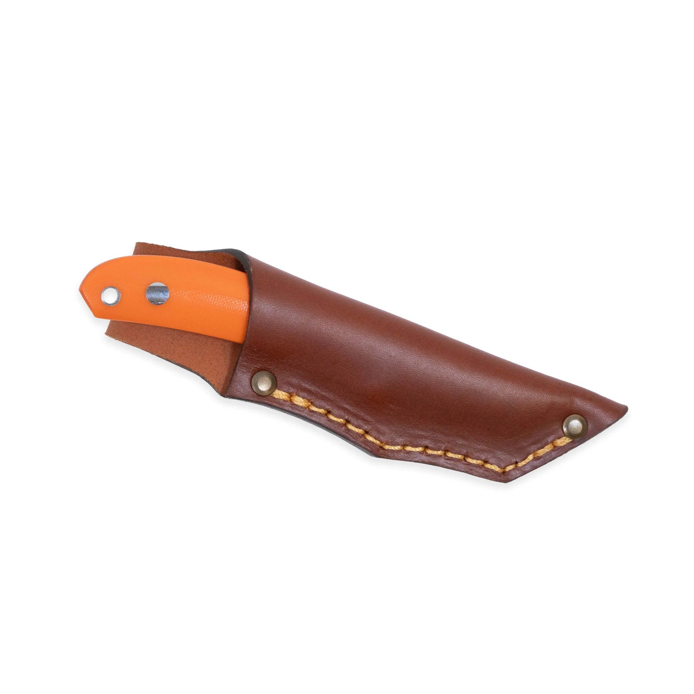 Casström Safari Mini Hunter, Orange G10, Leather Sheath