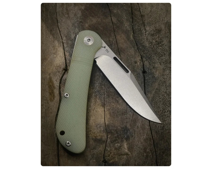 J.E. Made Lanny's Clip, Jade G10, couteau de poche slipjoint D2
