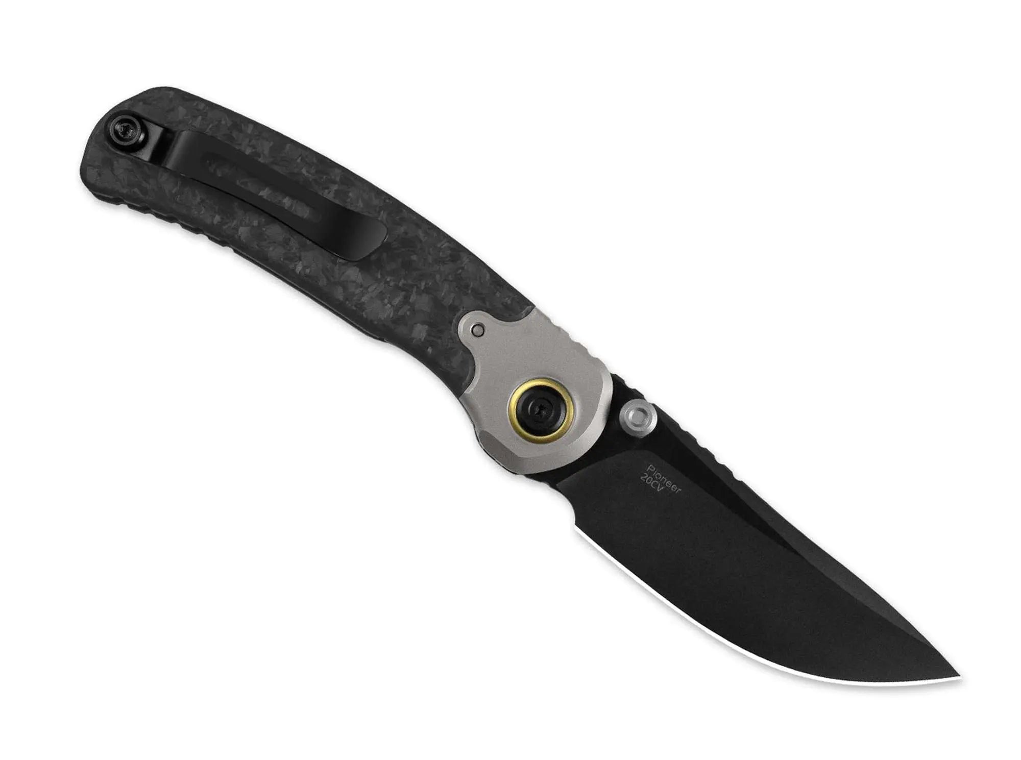 Kizer Pioneer 20CV Drop Point Ti CF DLC