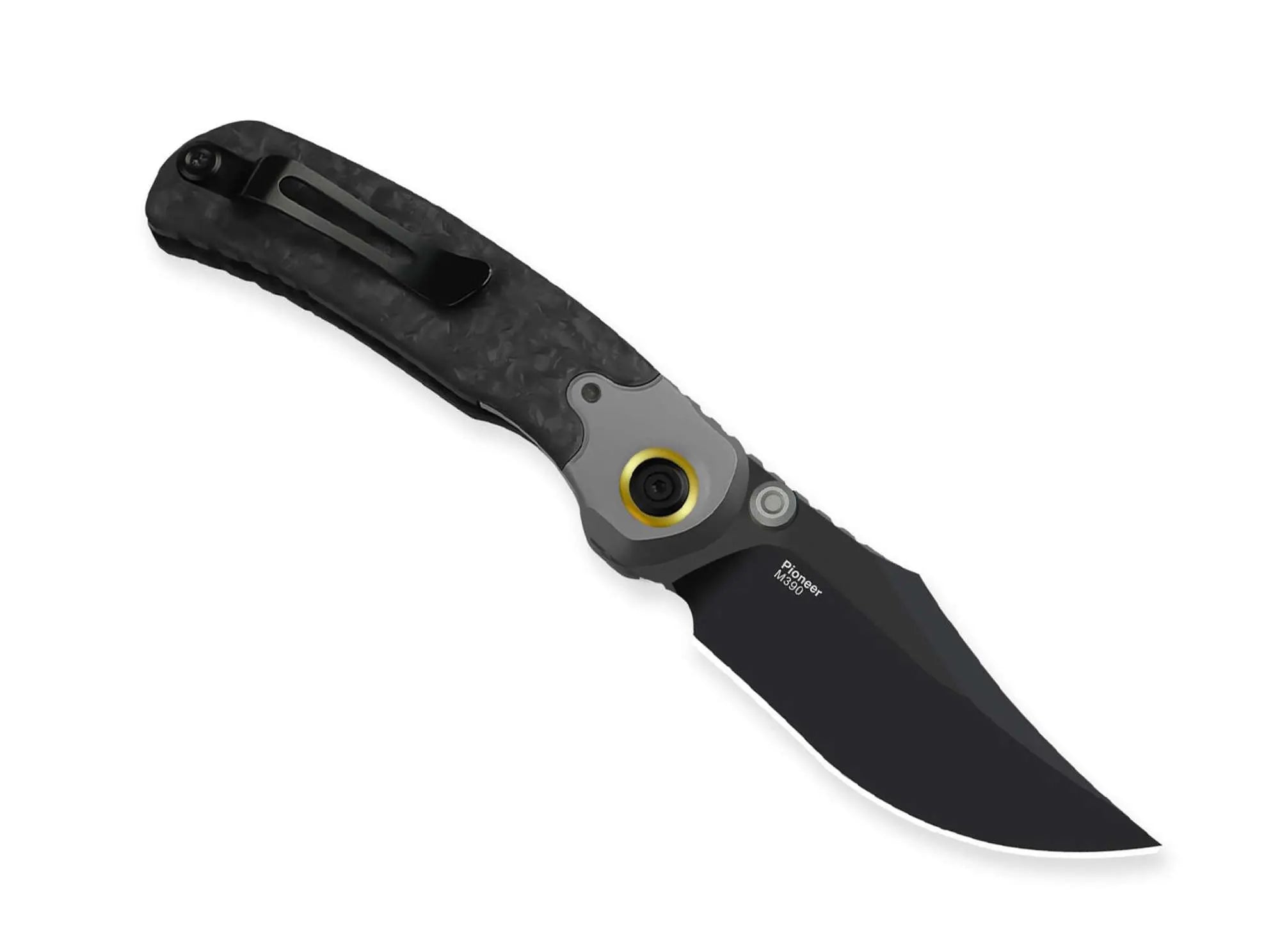 Kizer Pioneer M390 Clippoint Ti Marble CF DLC