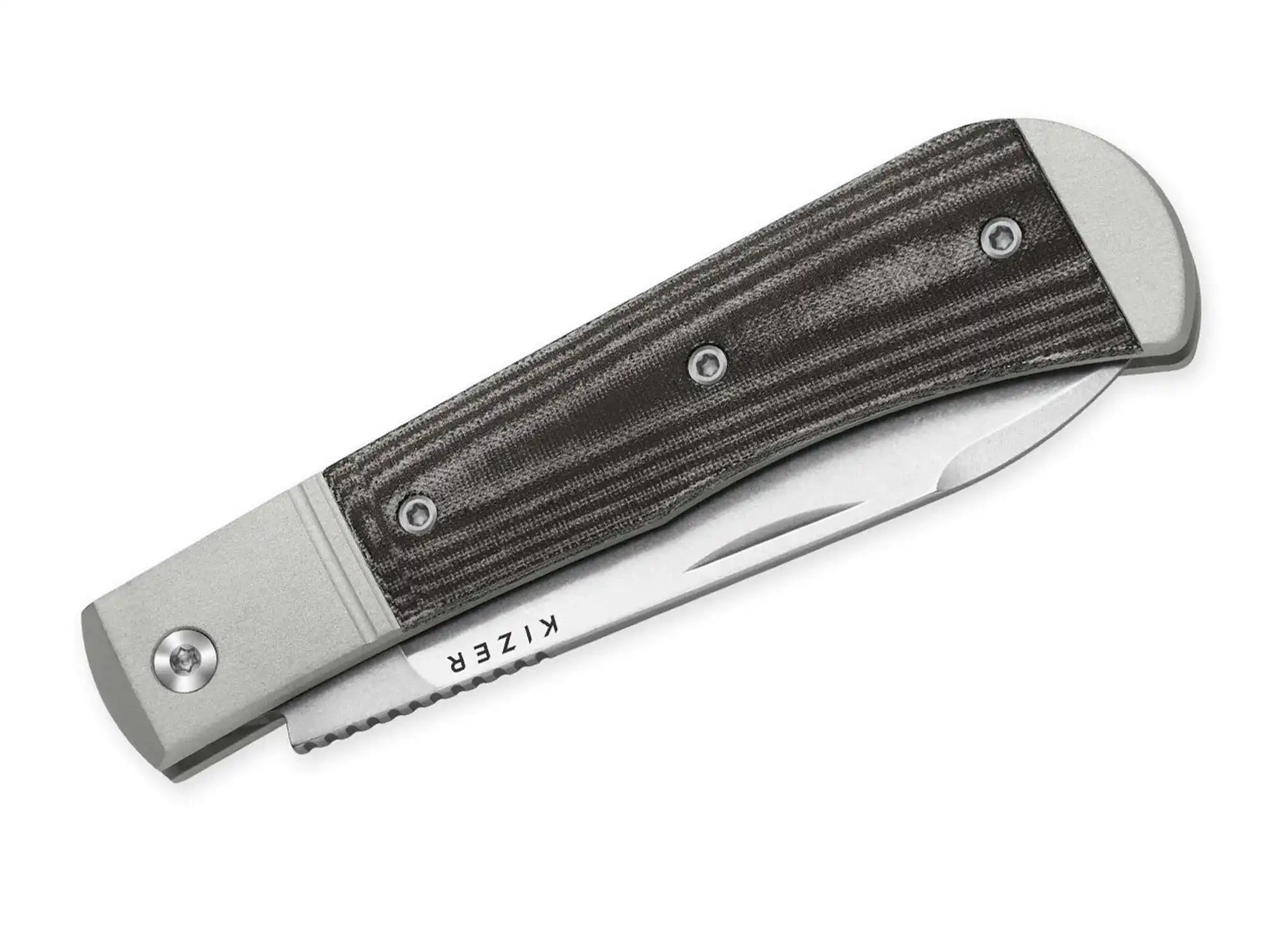Kizer Trestle D Nitro-V Aluminum & Black Norplex UltreX Micarta