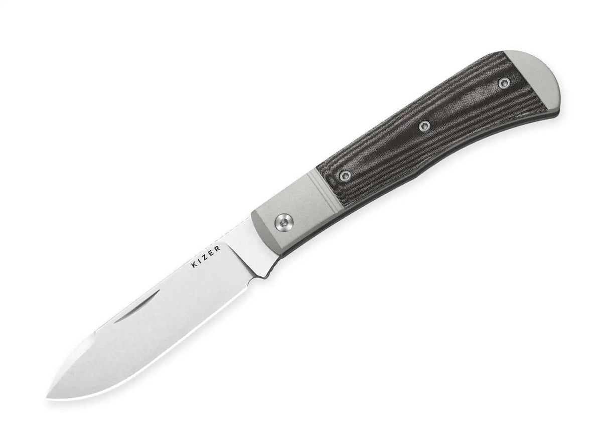 Kizer Trestle D Nitro-V Aluminum & Black Norplex UltreX Micarta