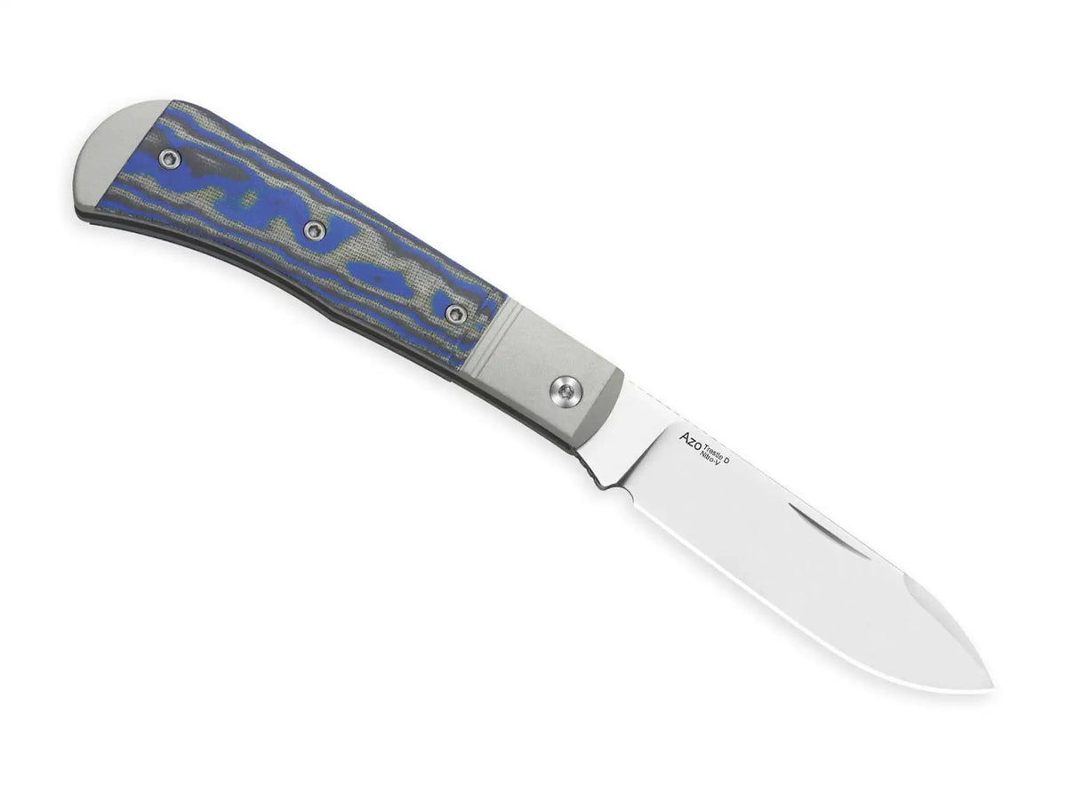 Kizer Trestle D Nitro-V Aluminum & Blue & Grey Vortex Micarta