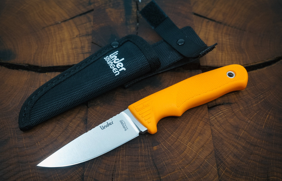Linder Wanger Super Edge 1 ATS 34 Jagdmesser Orange Nylonscheide
