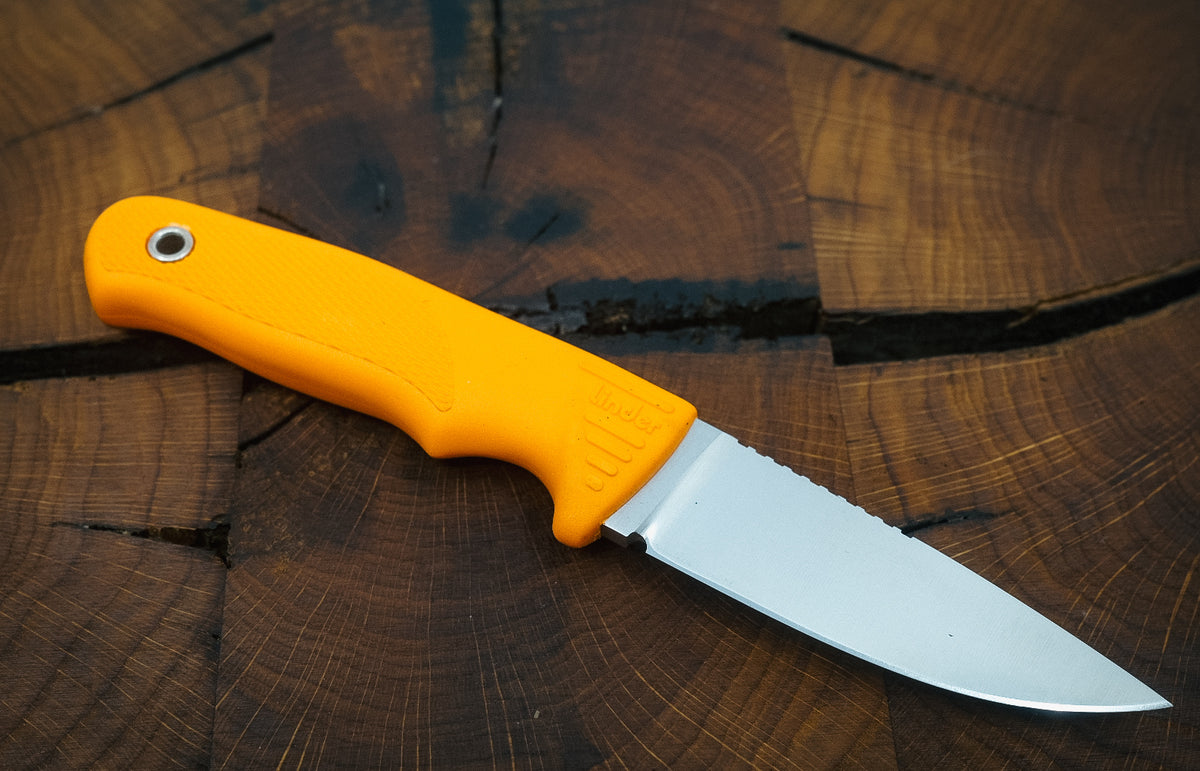 Linder Wanger Super Edge 1 ATS 34 Jagdmesser Orange Nylonscheide