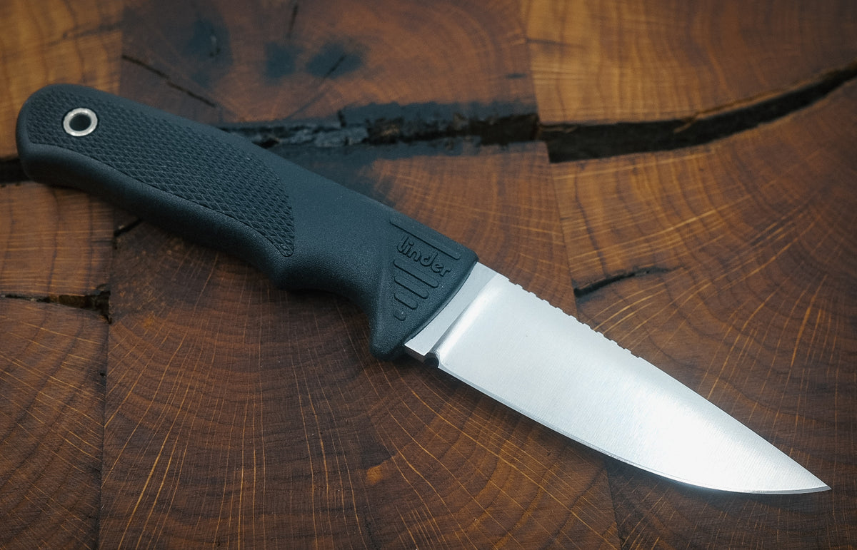 Linder Wanger Super Edge 1 ATS 34 Couteau de chasse noir Gaine en cuir Linder