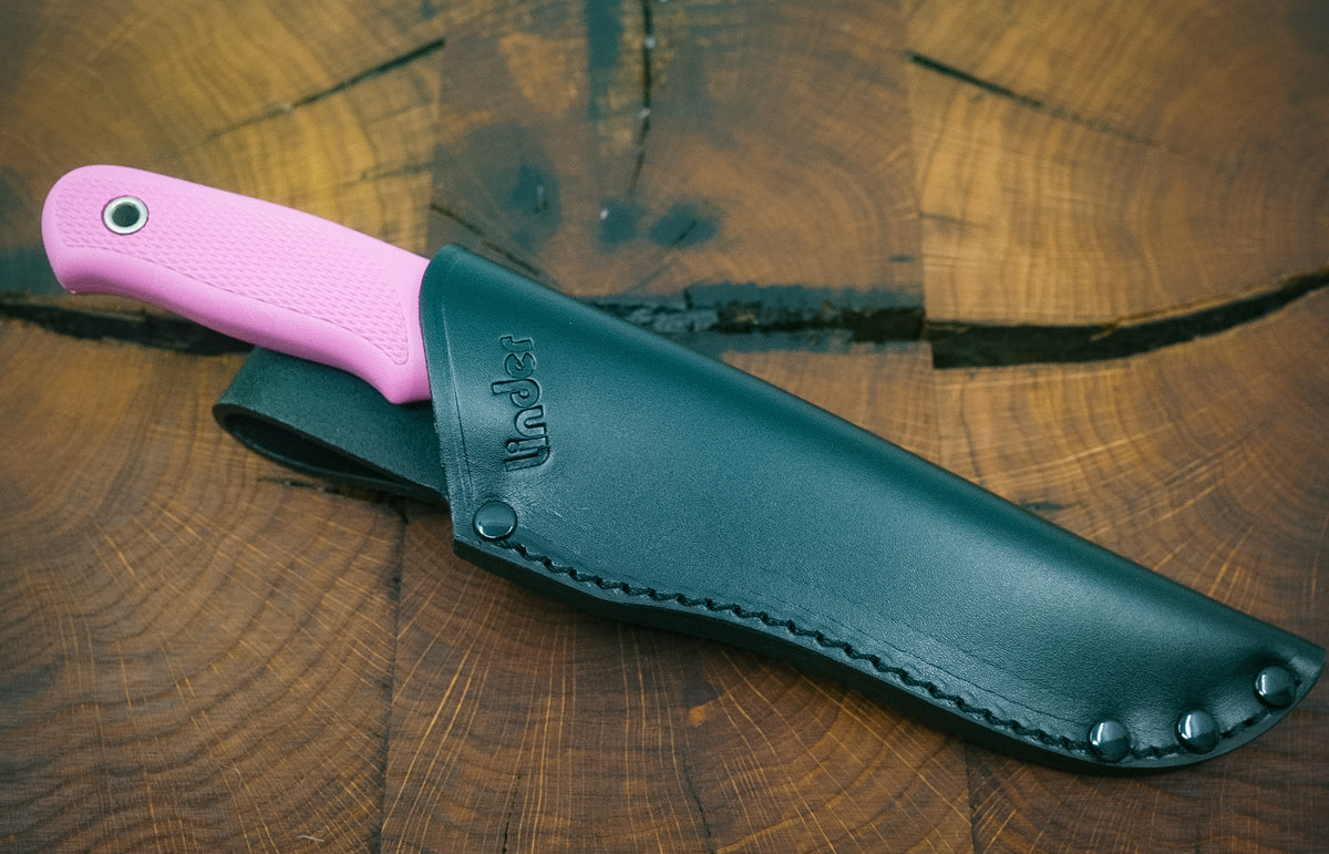 Linder Wanger Super Edge 2 ATS 34 Hunting Knife Bushcraft Pink Linder Leather Sheath