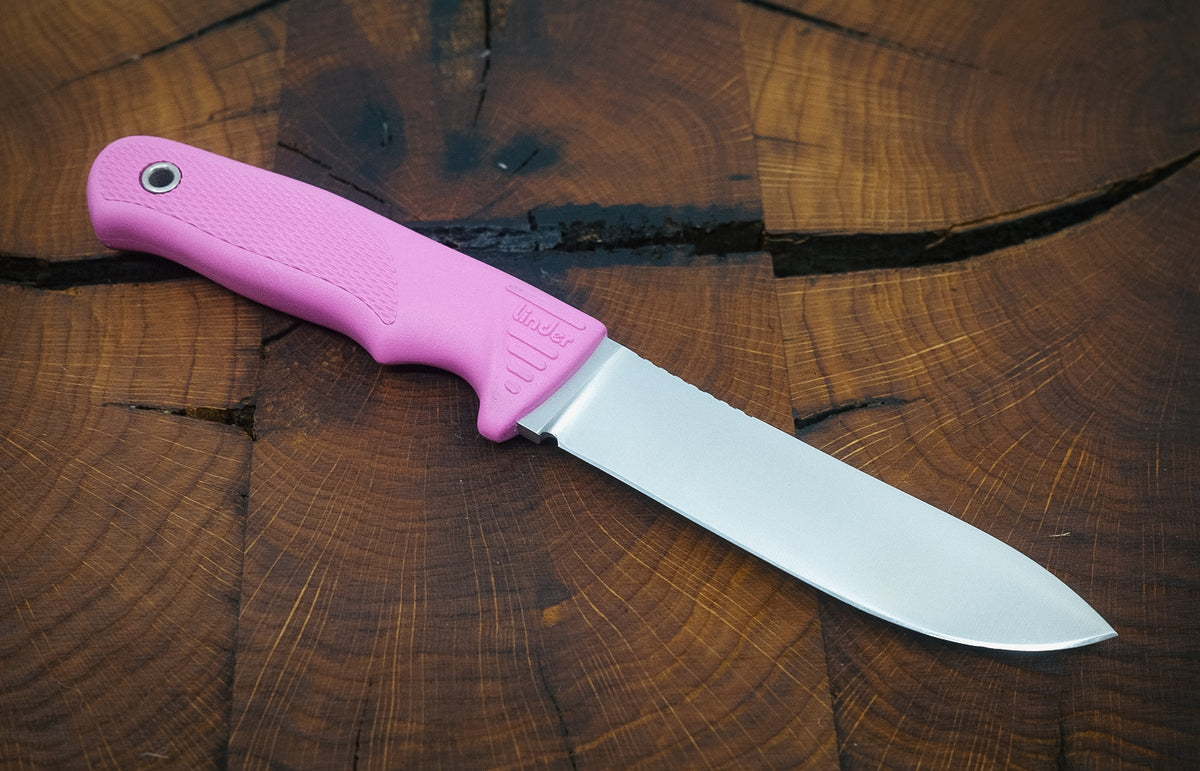 Linder Wanger Super Edge 2 ATS 34 Hunting Knife Bushcraft Pink Linder Leather Sheath