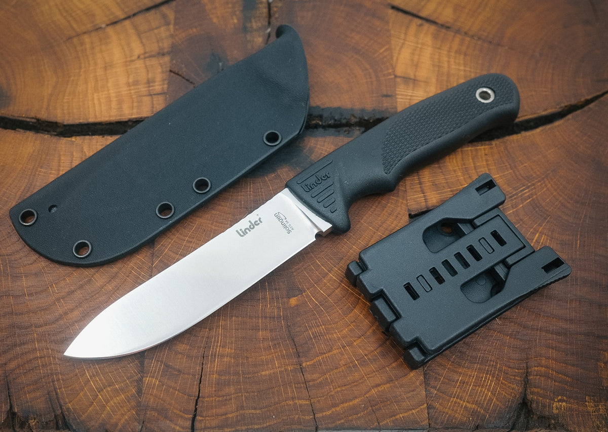 Linder Wanger Super Edge 2 ATS 34 Hunting Knife Bushcraft Black Kydex Sheath with Clip
