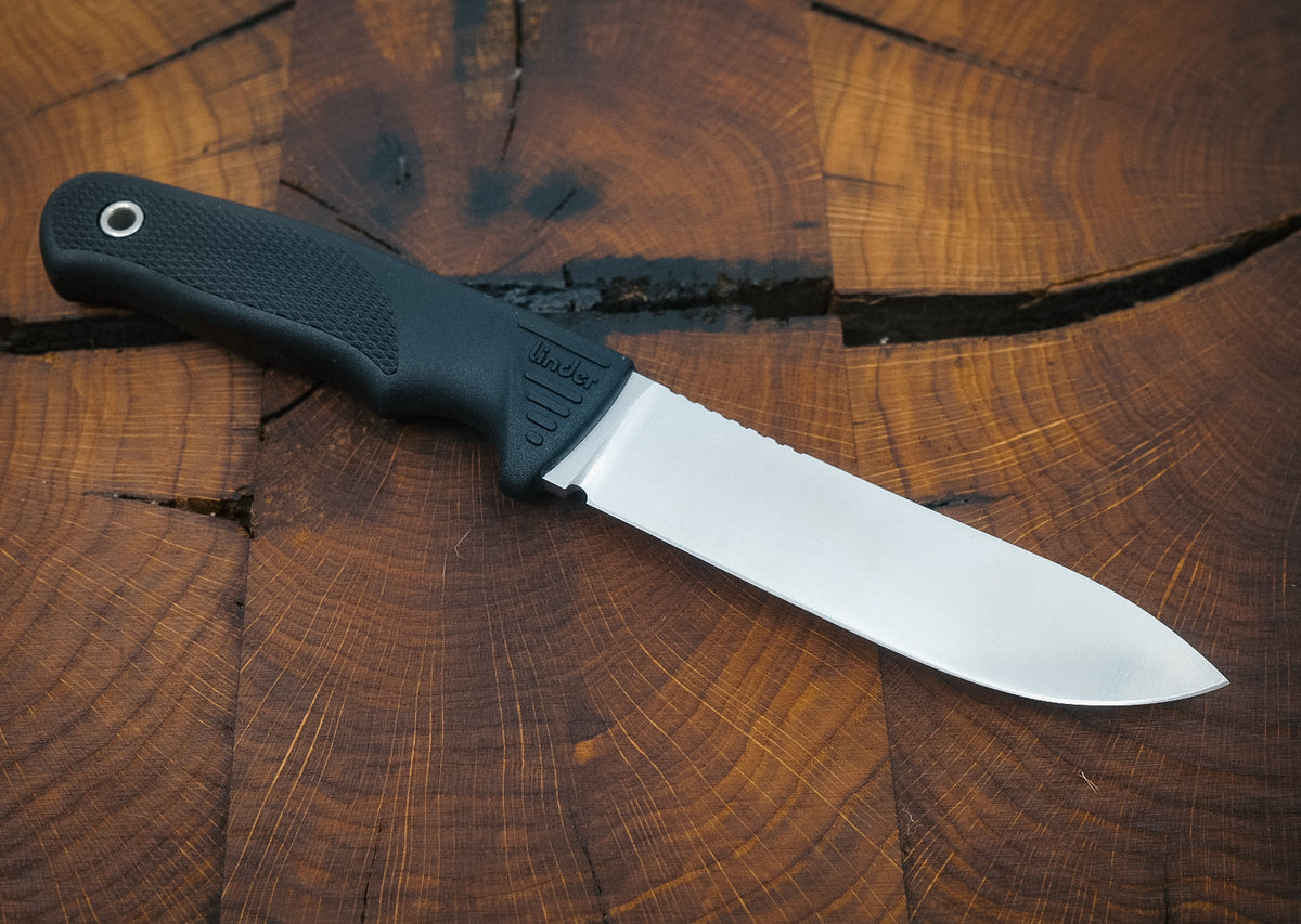 Linder Wanger Super Edge 2 ATS 34 Hunting Knife Bushcraft Black Kydex Sheath with Clip