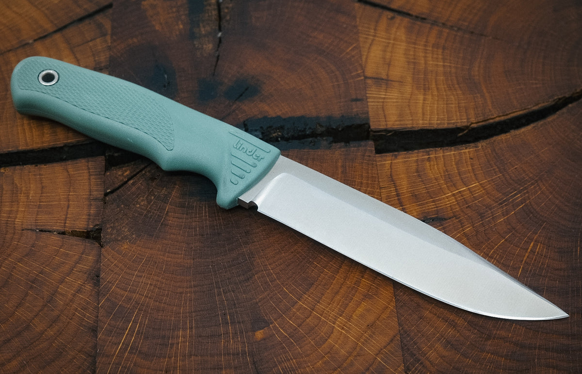 Couteau de chasse Linder Wanger Super Edge 5 ATS 34 Bushcraft vert avec étui en cuir Linder