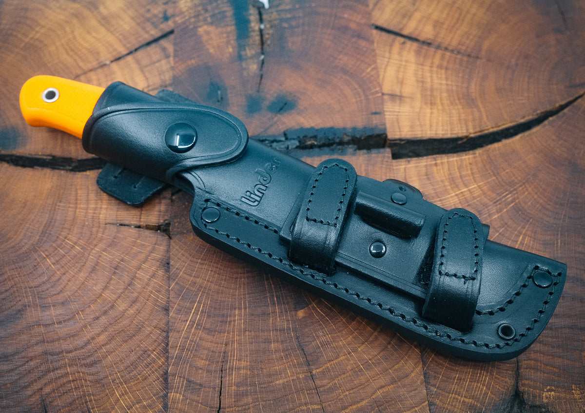 Linder Wanger Super Edge 8 Worker Orange Craftsman Knife Linder Bushcraft Sheath