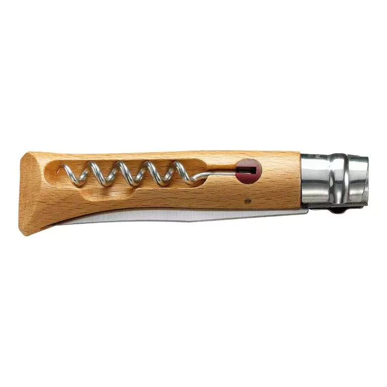 Opinel Taschenmesser No 10, rostfrei, Buche, mit Korkenzieher