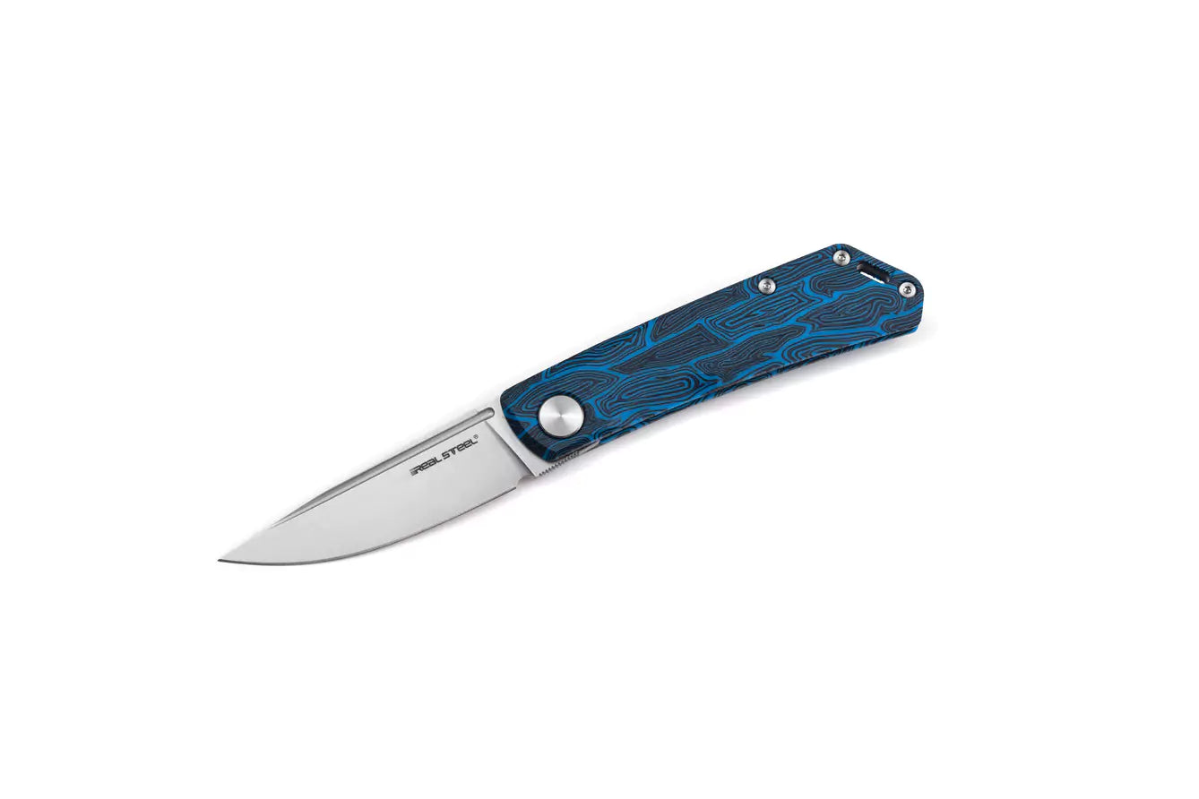 Real Steel Luna Damascus G10 Sky Blue Böker Exclusive