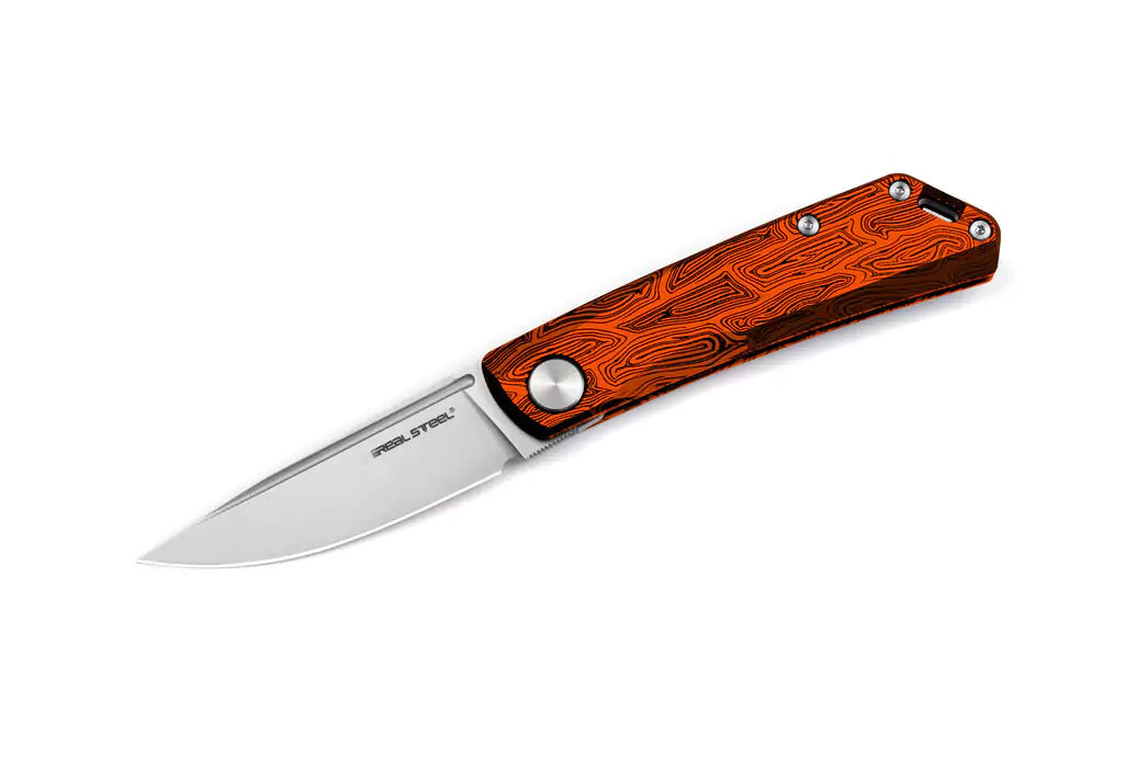 Real Steel Luna Damascus G10 Sky Orange Böker Exclusive