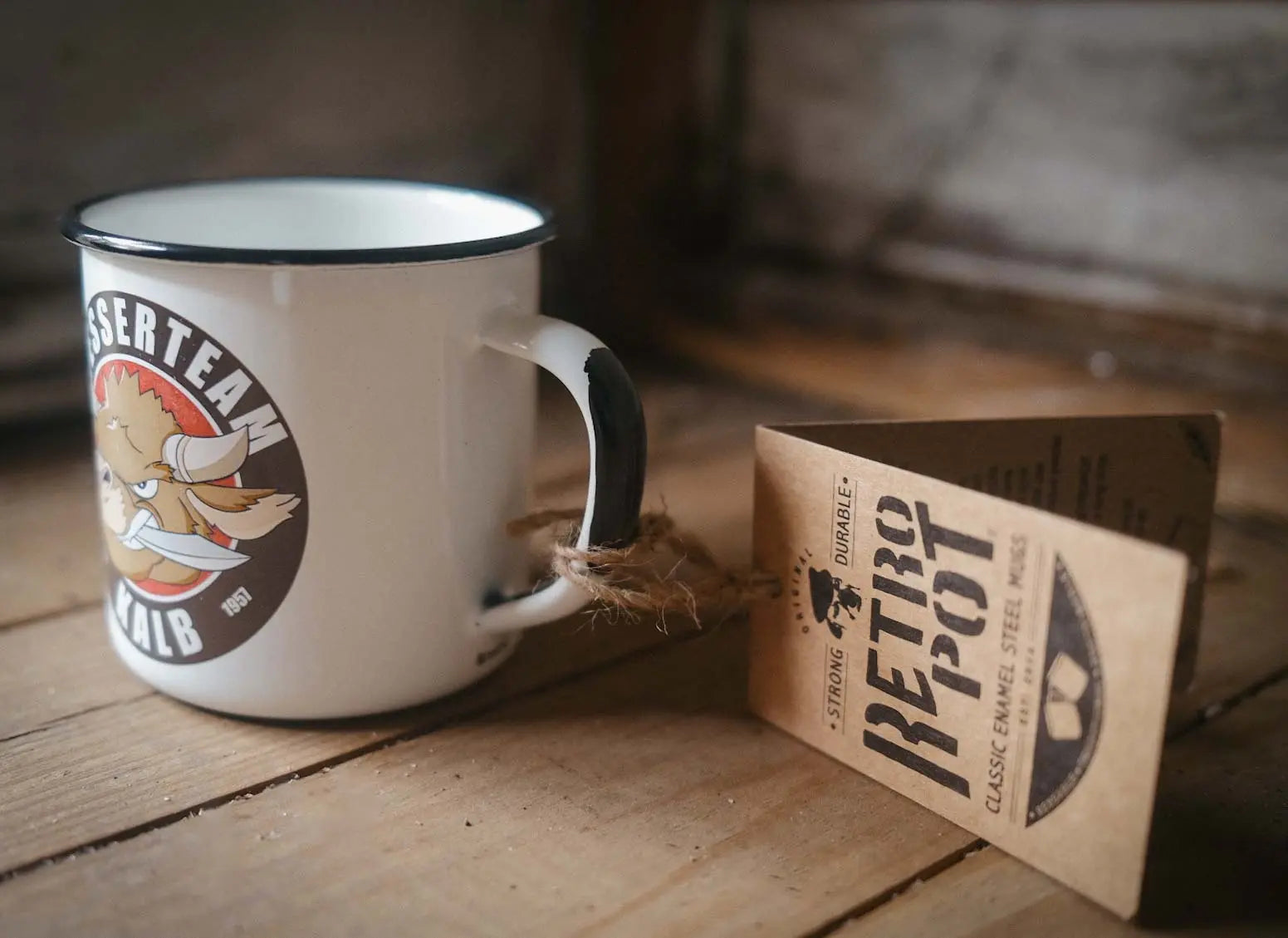 Retropot Classic Enamel Mug Mad Cow