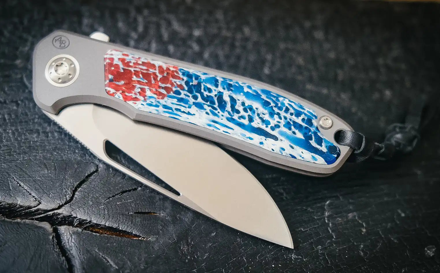 Arno Bernard Knives iMamba Kudu rot/blau (Flipper, Kugellager, Skelettiert, Spiegelpoliert)