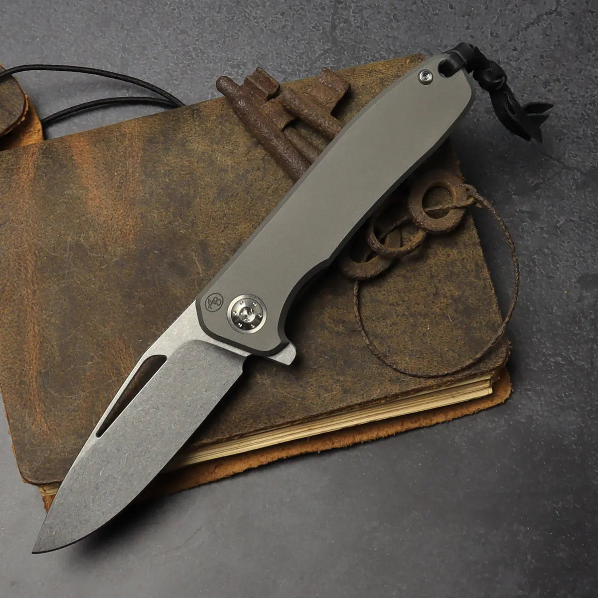 Arno Bernard Knives iMamba EDC Folder Titanium stonewashed skeletonized flipper