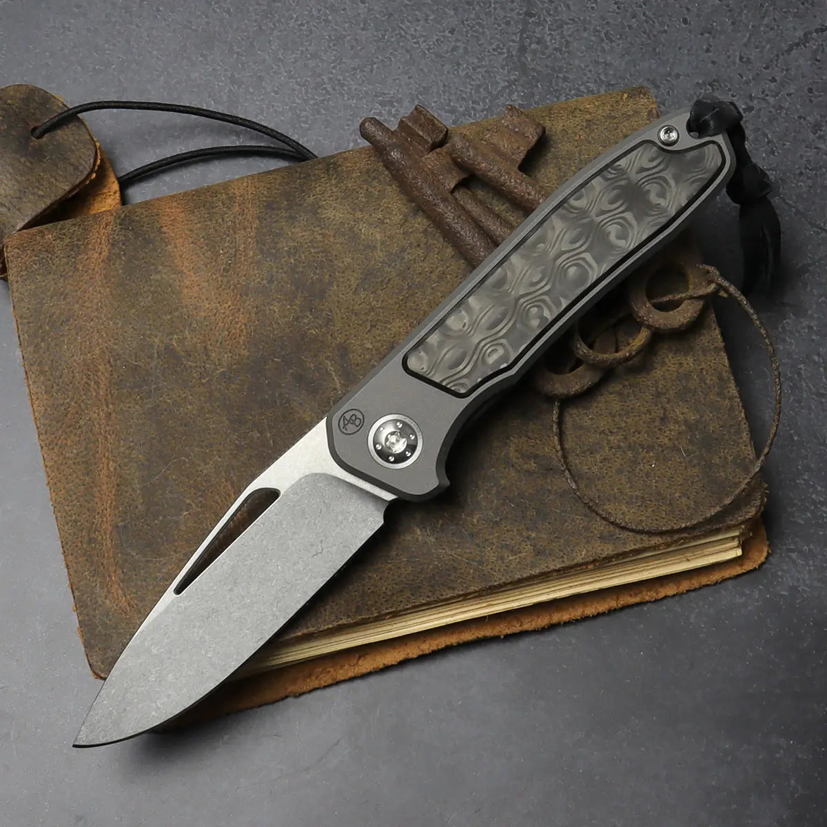 Arno Bernard Knives iMamba EDC Folder Titanium stonewashed skeletonized Uni black