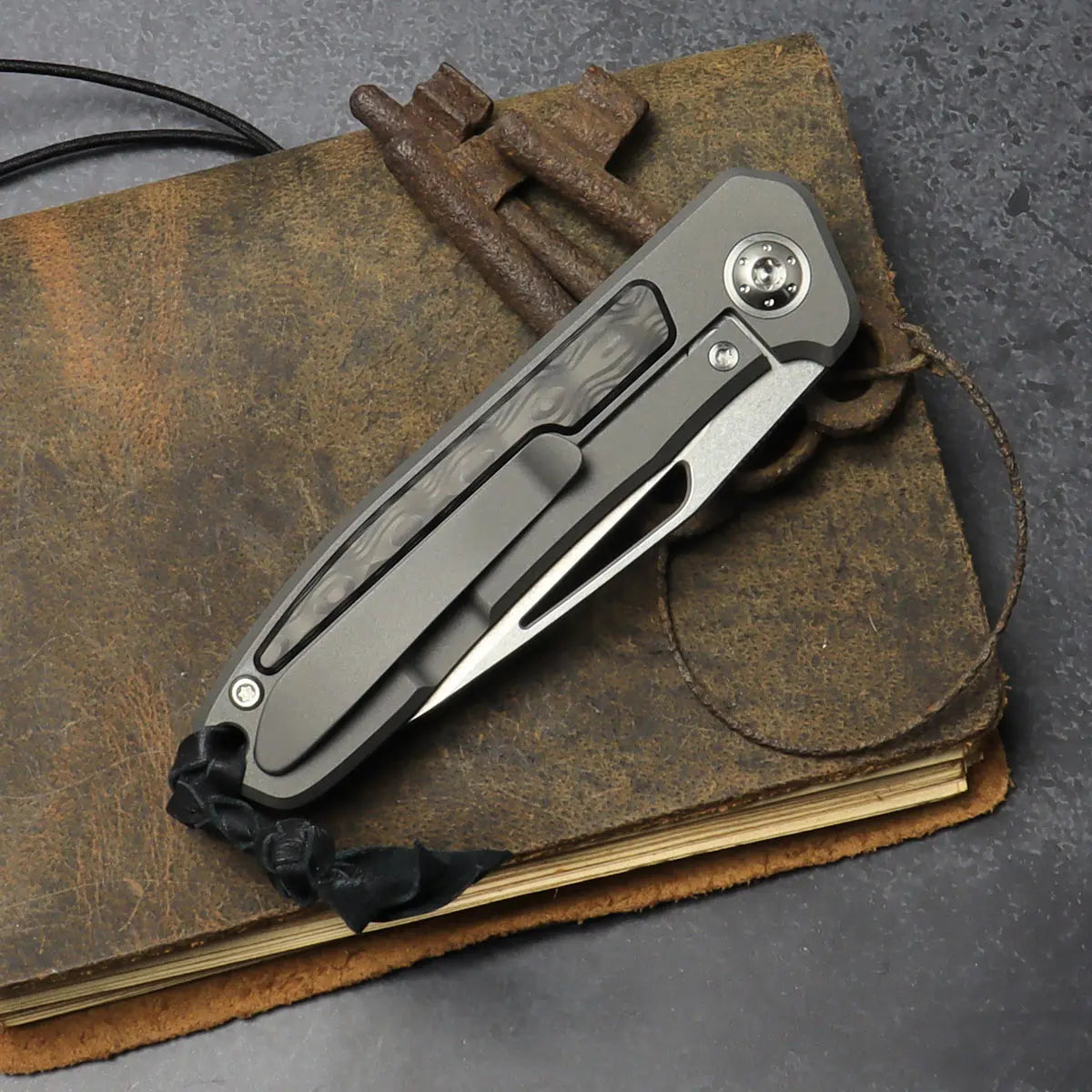 Arno Bernard Knives iMamba EDC Folder Titanium stonewashed skeletonized Uni black