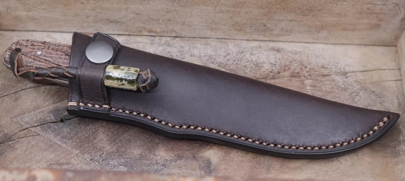 Arno Bernard Knives Bongo mit Burlap Micarta + grüner Bead