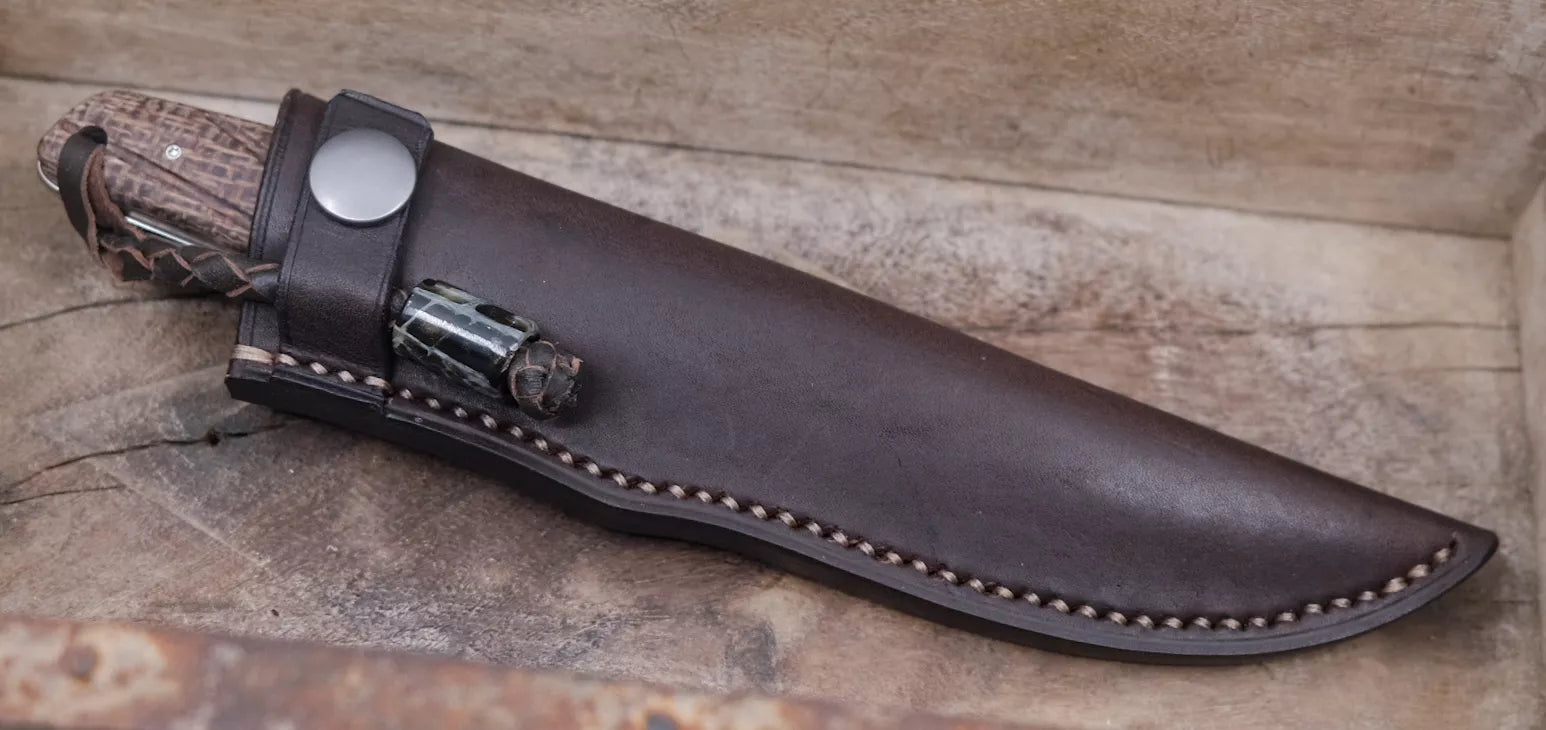 Arno Bernard Knives Bongo mit Burlap Micarta + grauer Bead