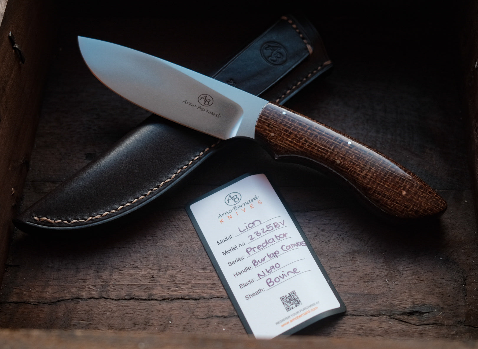 Arno Bernard Knives Lion Burlap Canvas