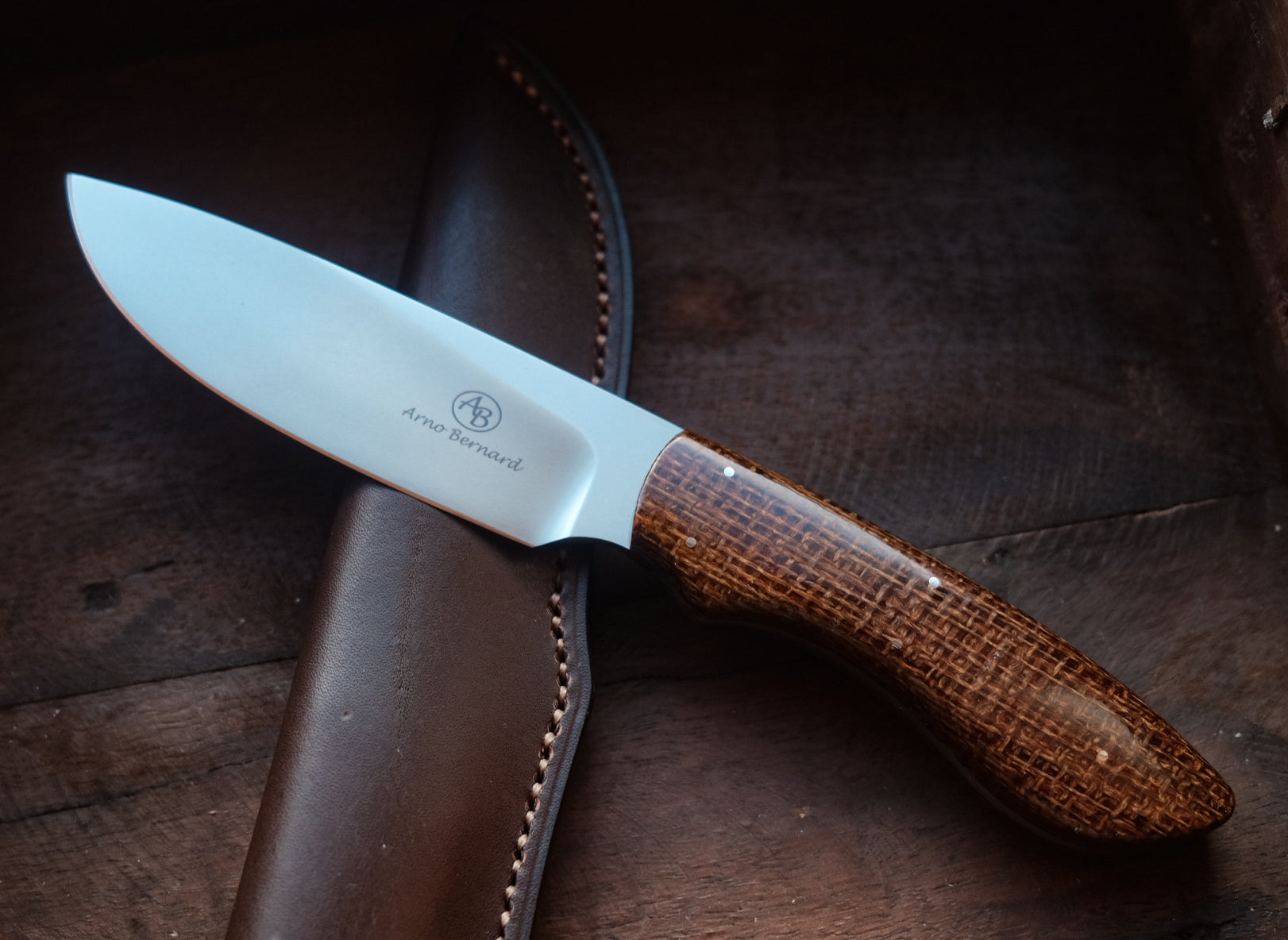 Arno Bernard Knives Lion Burlap Canvas