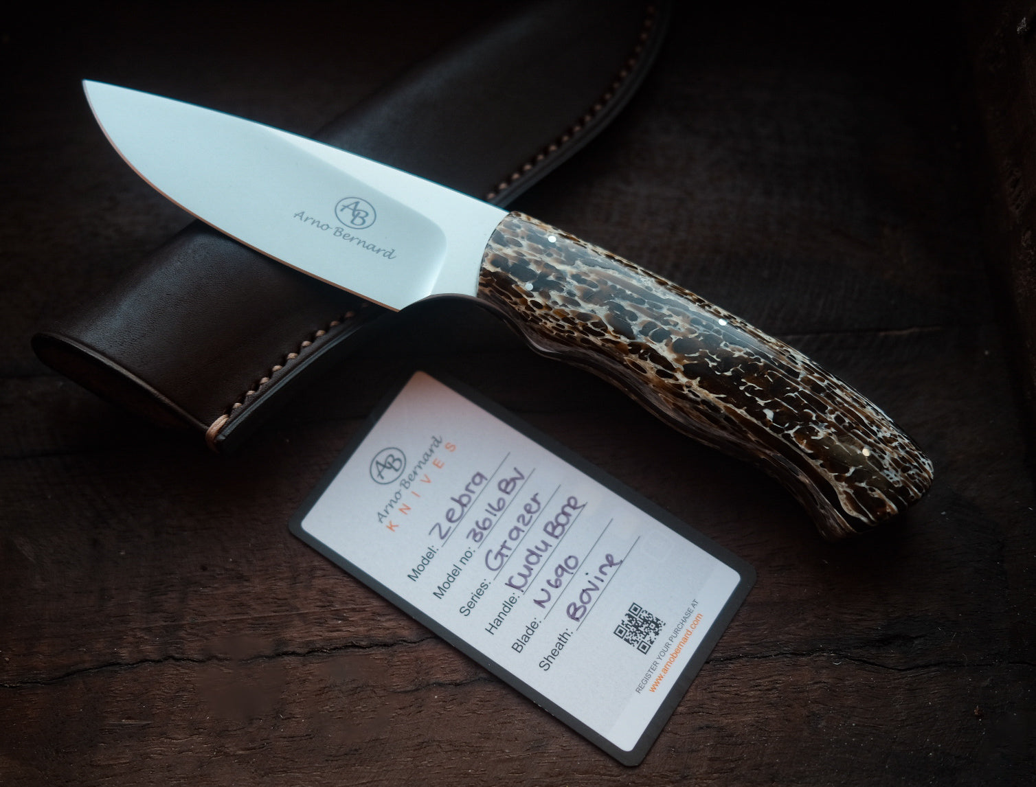 Arno Bernard Knives Zebra mit Kudu-Knochen (braun)