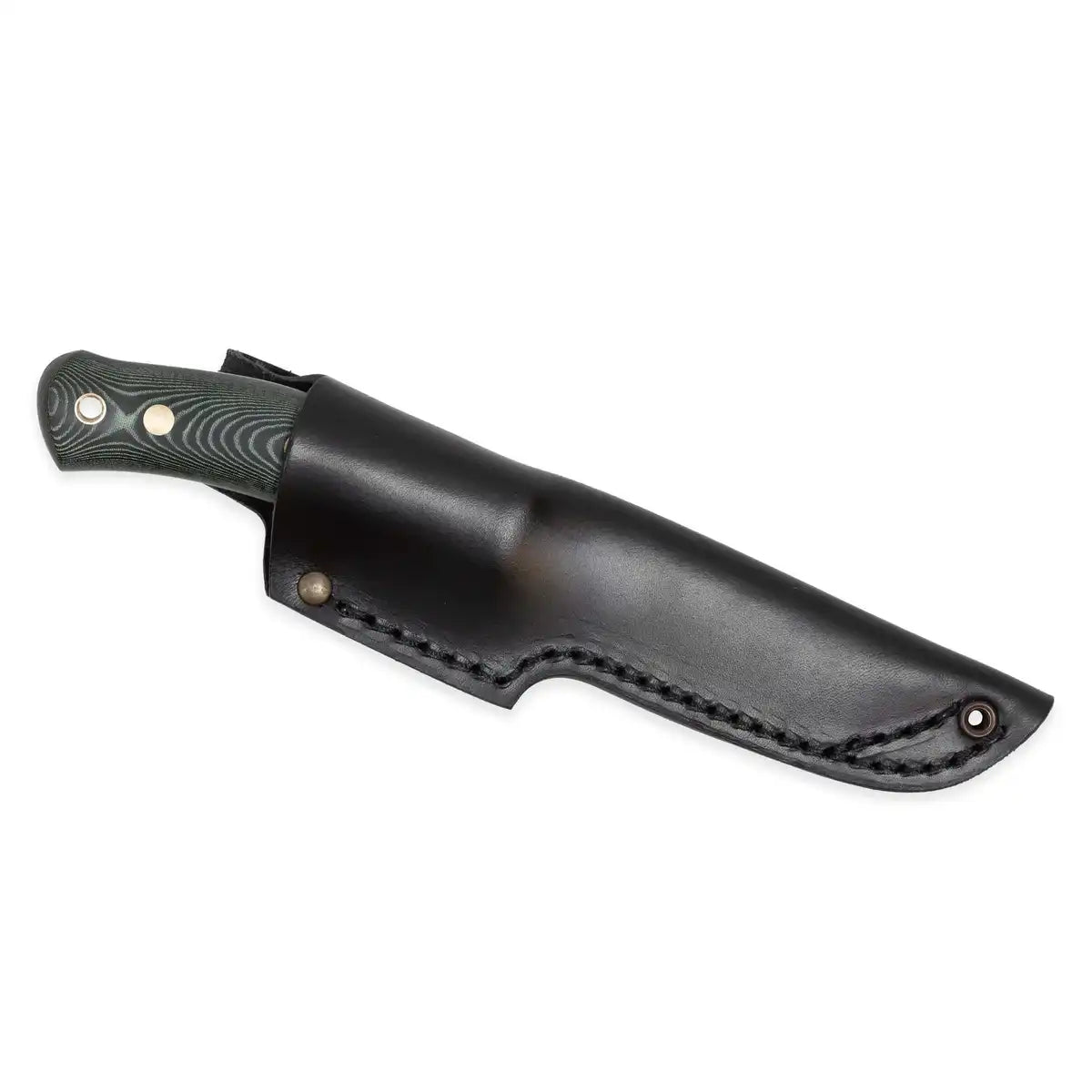 Casström No.10 SFK, grünes Micarta, Scandi, Lederscheide