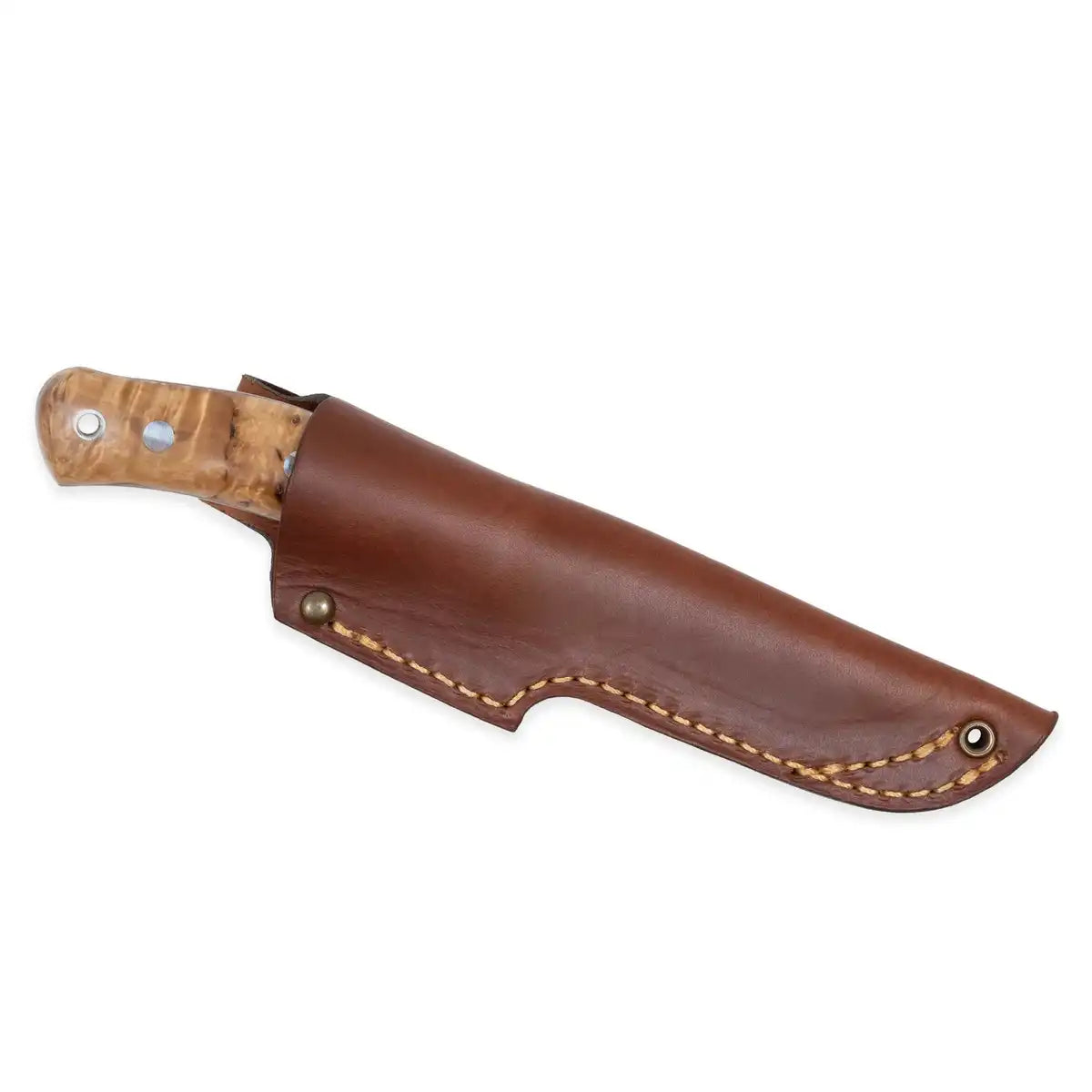 Casström No.10 SFK, stabilisierte Maserbirke, Flachschliff, Lederscheide