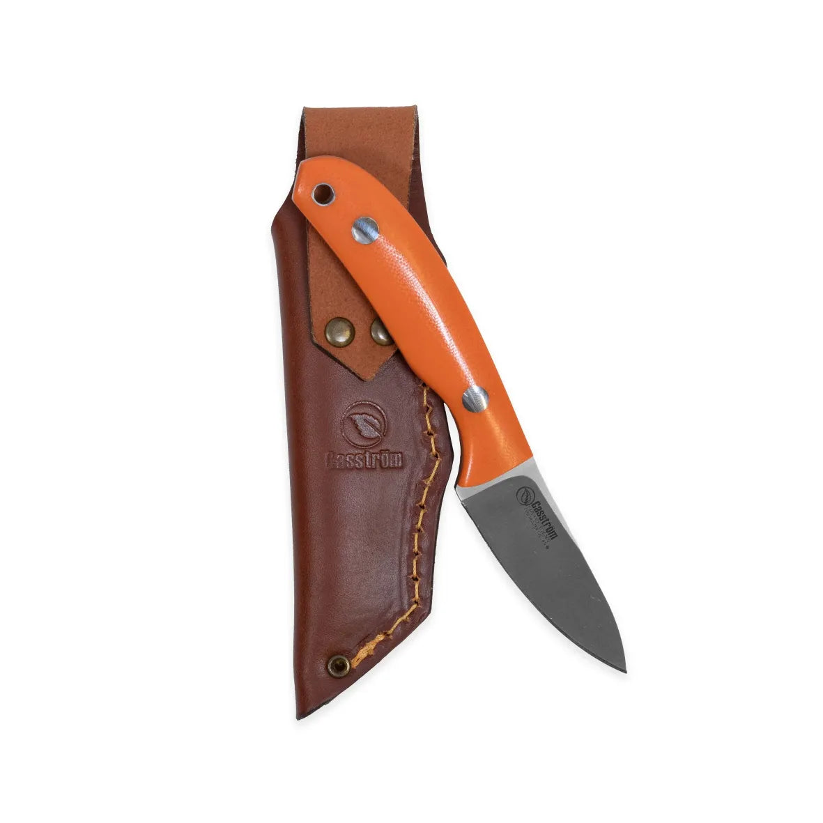 Casström Safari Mini Hunter, Orange G10, Leather Sheath