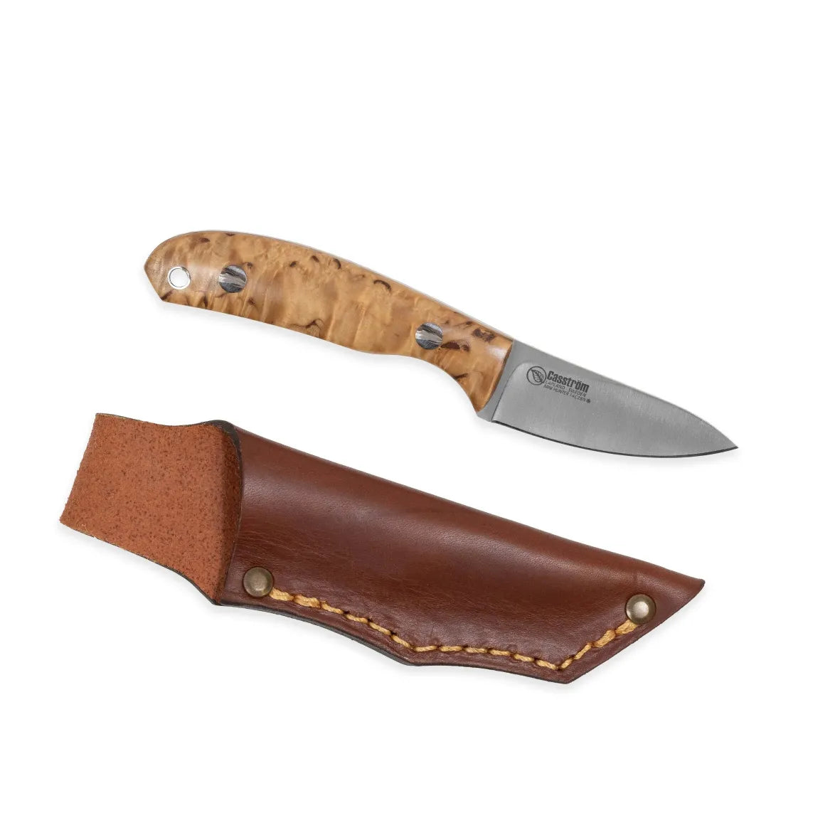 Casström Safari Mini Hunter, stabilisierte Maserbirke, Lederscheide