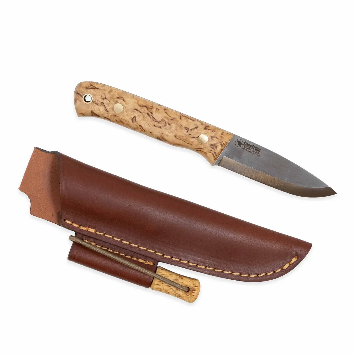 Casström Woodsman, Maserbirke, Lederscheide + Feuerstahl