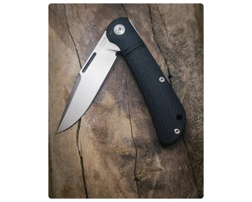 J.E. Made Lanny's Clip, G10 schwarz, D2 Slipjoint-Taschenmesser