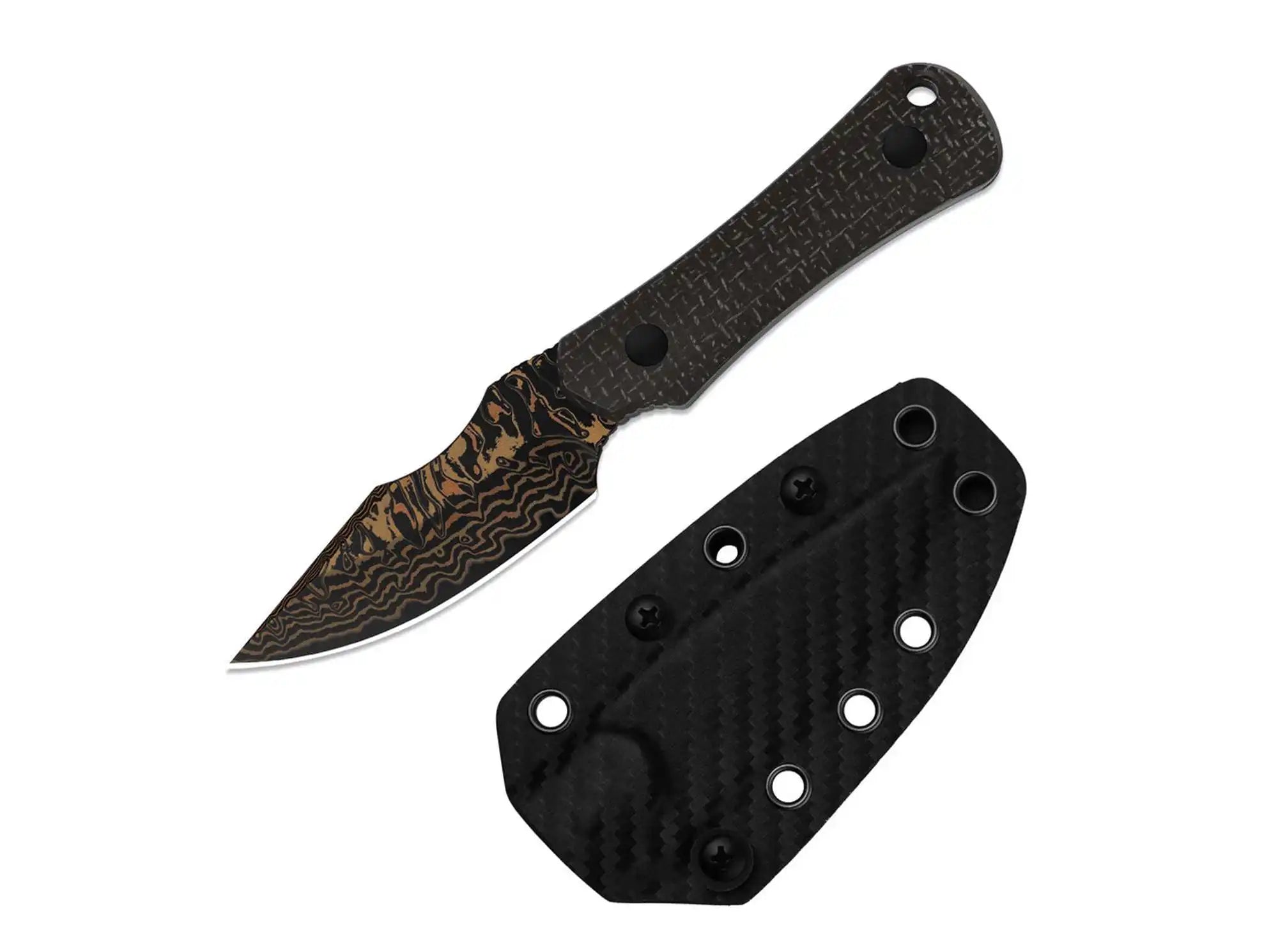 Kizer Bone Copper Damascus Black Micarta