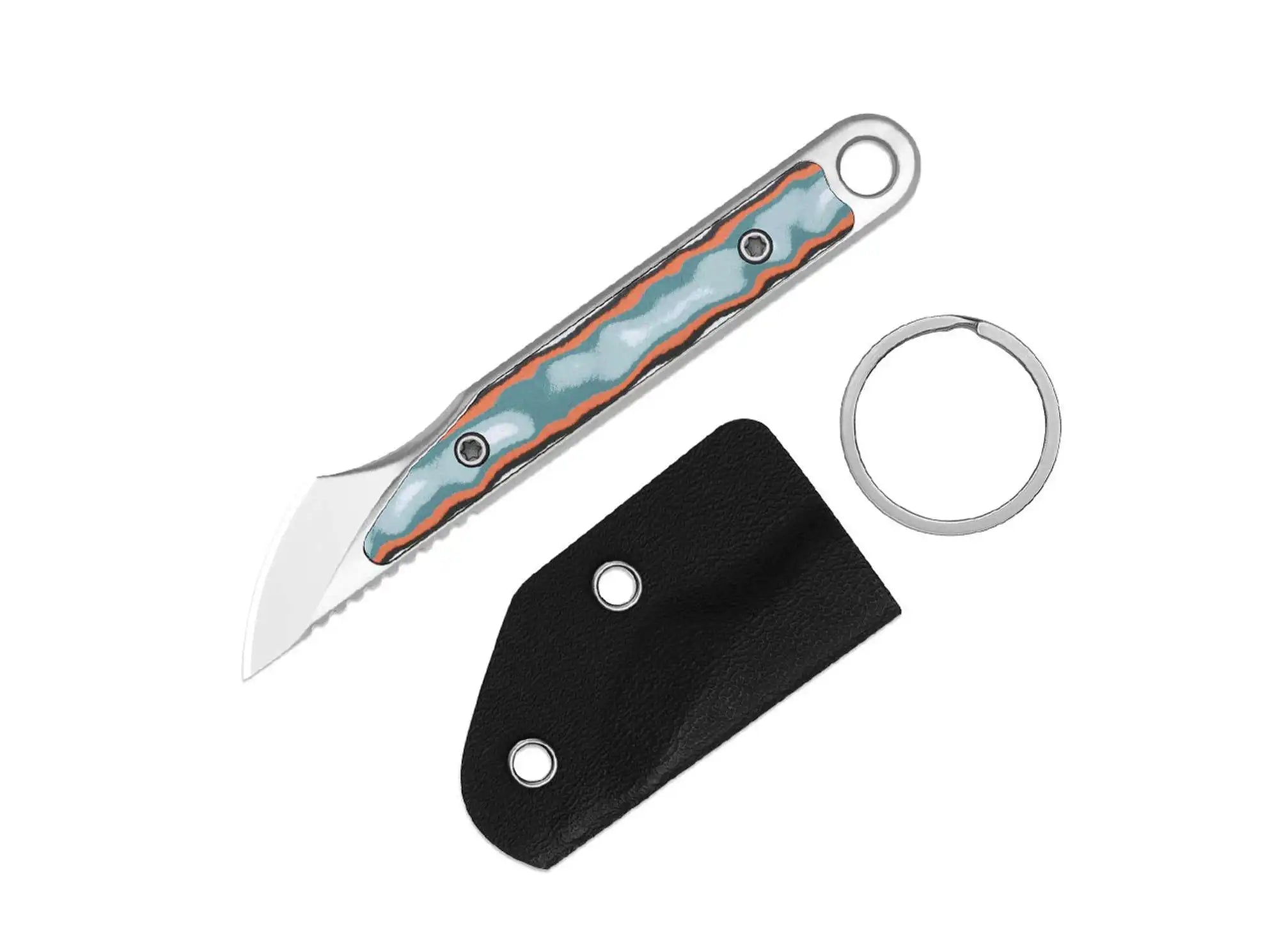Kizer Cannoli AUS-10 Multicolor Vortex Pattern Micarta