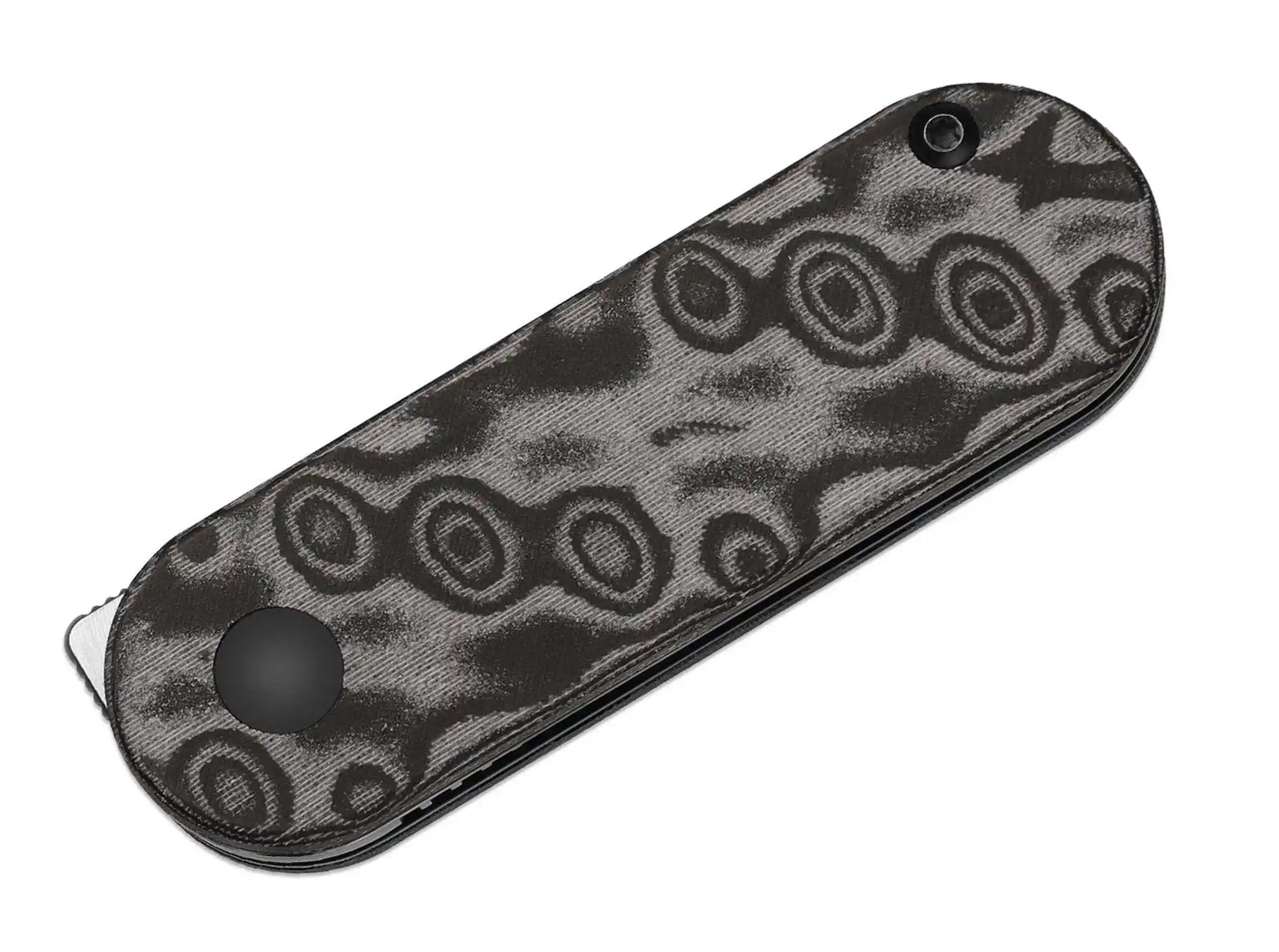 Kizer Mini Bay 14C28N Grey Vortex Pattern Micarta