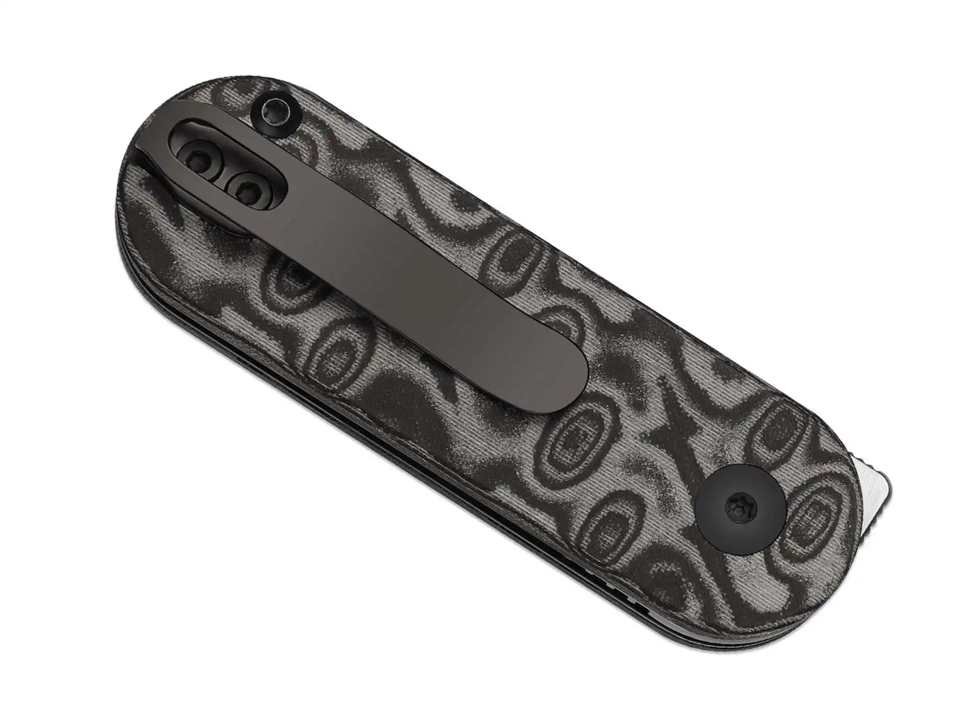 Kizer Mini Bay 14C28N Grey Vortex Pattern Micarta
