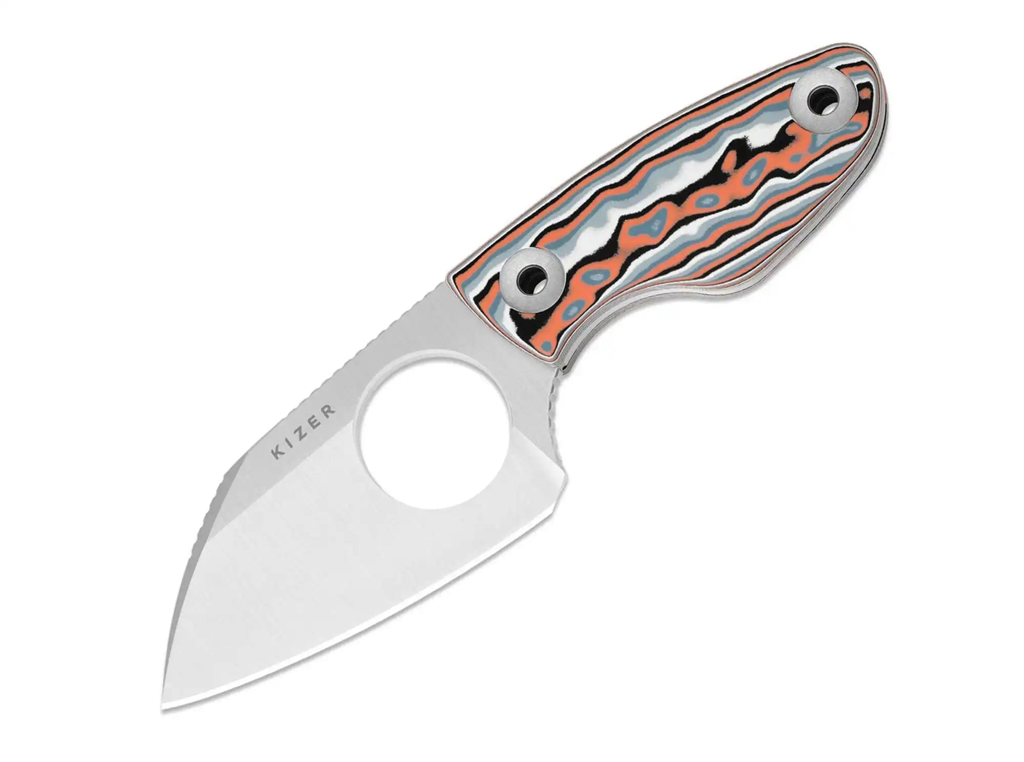 Kizer Nightjar AUS-10 Multicolor Vortex Pattern Micarta