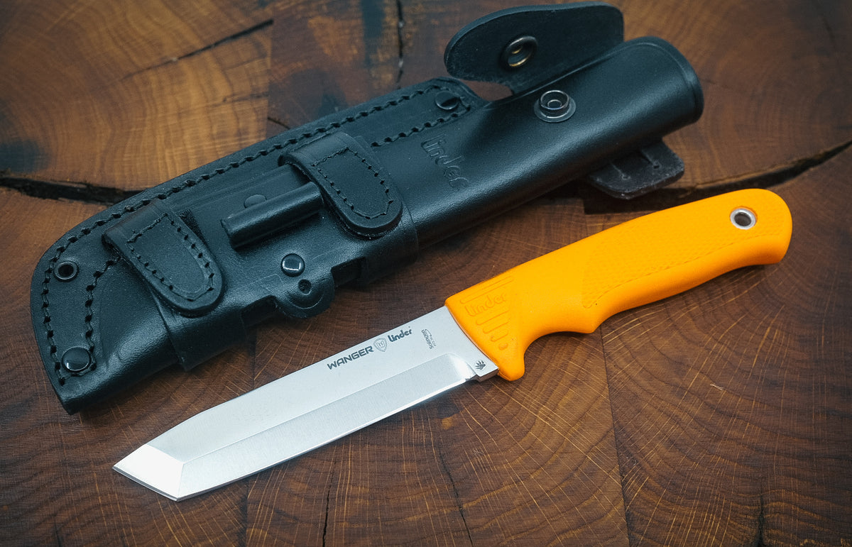 Linder Wanger Super Edge 8 Worker Orange Craftsman Knife Linder Bushcraft Sheath