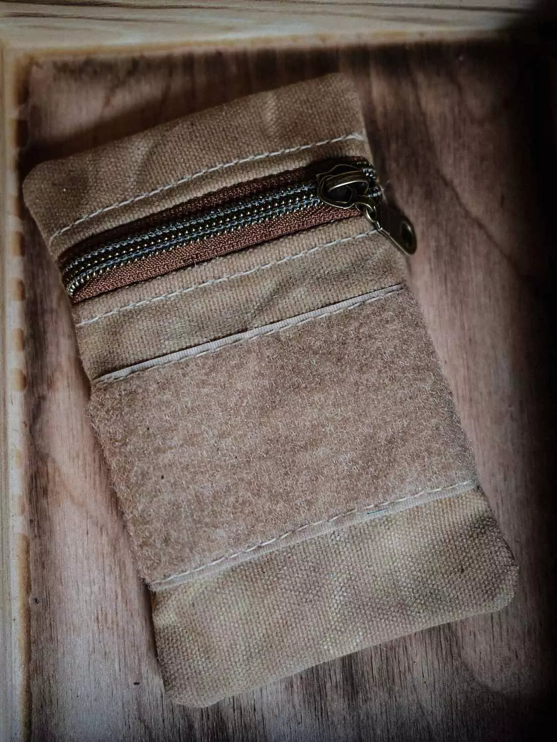Longhunter Supply Waxed Canvas Pouch No. 15 Sage Tan (Klettfläche optional)