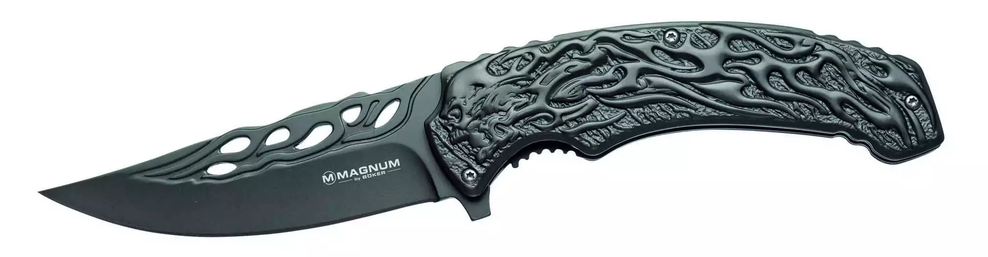 Böker Magnum Grey Flaming Skull