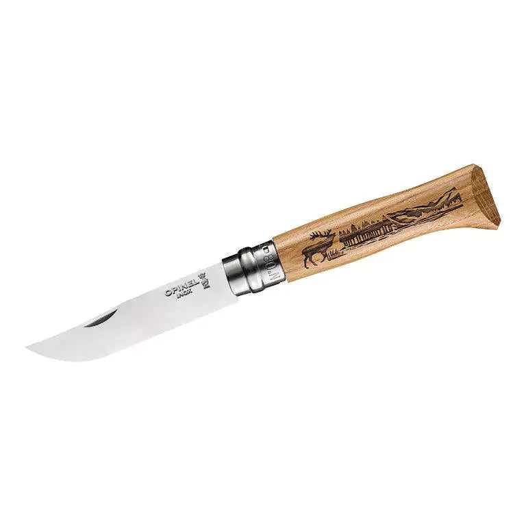 Opinel No 08 ANIMALIA, Hirsch, Eiche, rostfrei