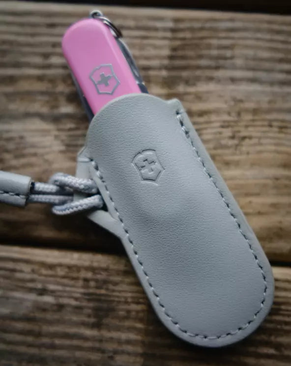 Victorinox Classic SD, Cherry Blossom with Leather Pouch grey
