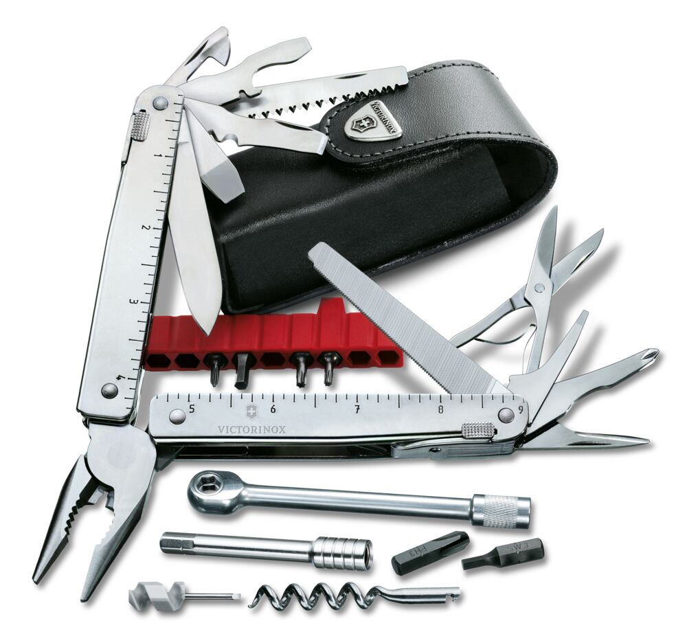 Victorinox Swiss Tool X Plus mit Ratsche und Leder-Etuit
